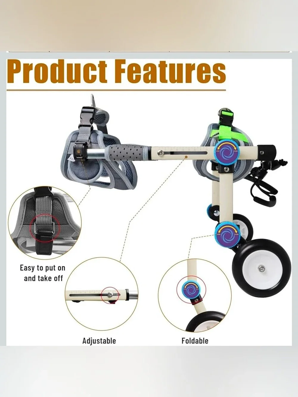 LetPetRun Hind Leg Adjustable Dog Wheelchair for XXS Dogs  Mobility Cart Support